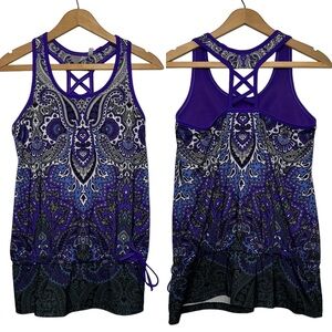 ATHLETA Tic Tac Toe Tank Top Built-In Bra Size Small